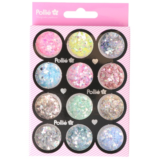 POLVOS GLITTER BRILLO NAIL ART 1,5GX12 COLOR